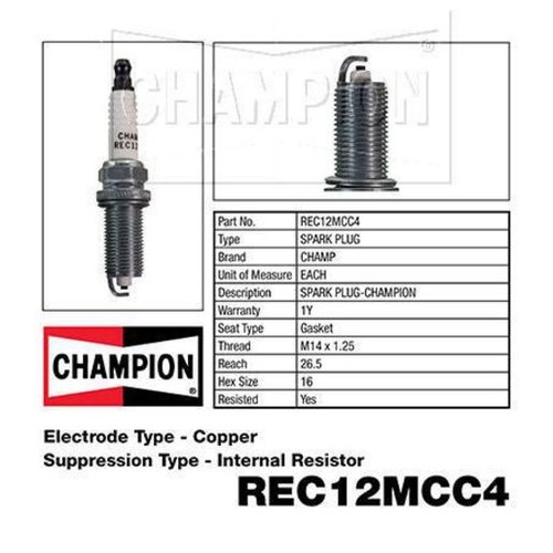 Champion Copper Plus Spark Plug - REC12MCC4 Ignition Service Auto Part