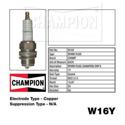 Champion Industrial Spark Plug - W16Y Ignition Service Auto Part
