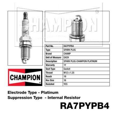 Champion Platinum Spark Plug - RA7PYPB4 Ignition Service Auto Part