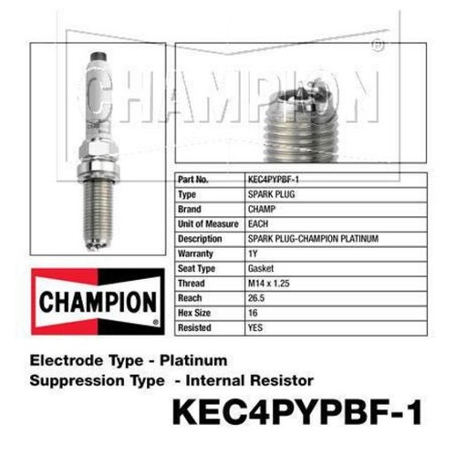 Champion Platinum Spark Plug - KEC4PYPBF-1 Ignition Service Auto Part