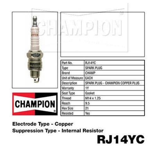 Champion Copper Plus Spark Plug - RJ14YC Ignition Service Auto Part