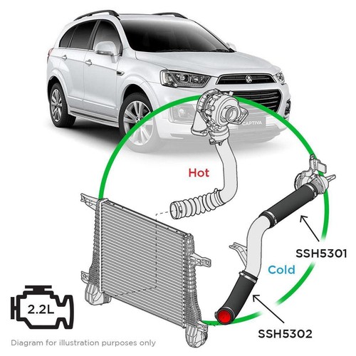 Saas Silicone Intercooler 2 Pipe & Clamp Kit Captiva - SSH5301-KIT Auto Part