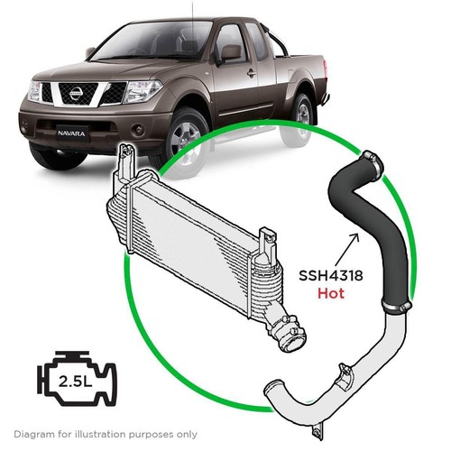 Saas Silicone intercooler pipe Navara D40 YD25 Hot Side 10-15 - SSH4318