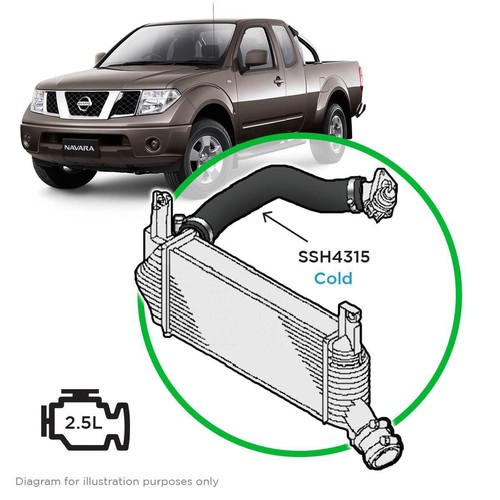 Saas Silicone intercooler pipe Navara D40 YD25 Cold Side 10-15 - SSH4315