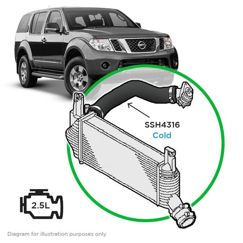 Saas Silicone intercooler pipe Navara D40 YD25 Cold Side 10-15 - SSH4316