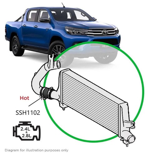 Saas Silicone Intercooler Hose Hot Side Hilux - SSH1102 Replacement Hose