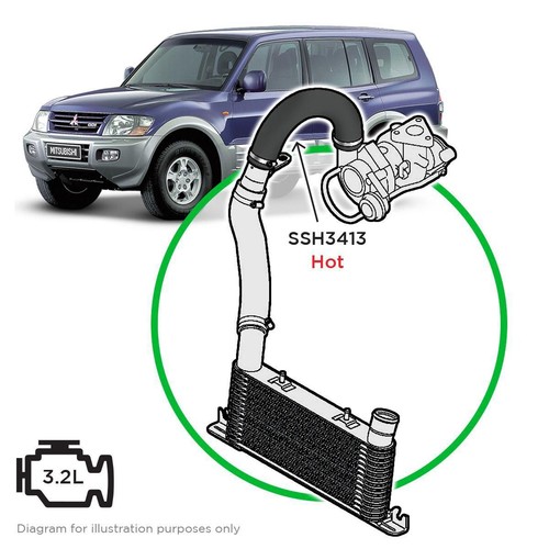 Saas Silicone intercooler pipe Pajero 3.2 Hot Side 99-06 - SSH3413