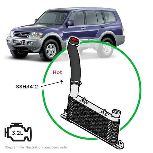 Saas Silicone intercooler pipe Pajero 3.2 Hot Side 99-06 - SSH3412