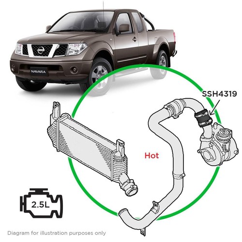 Saas Silicone intercooler pipe Navara D40 YD25 Hot Side 10-15 - SSH4319