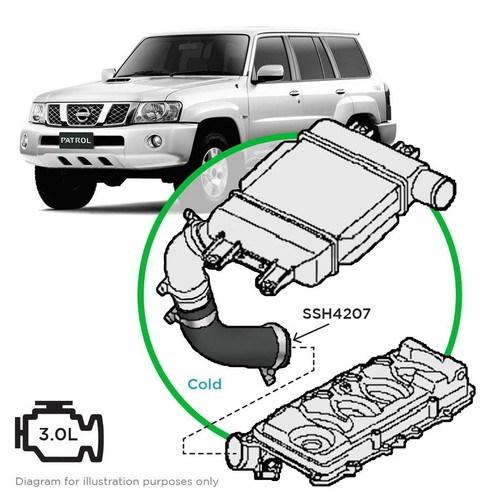 Saas Silicone intercooler pipe Patrol ZD30 Cold Side 07-16 - SSH4207