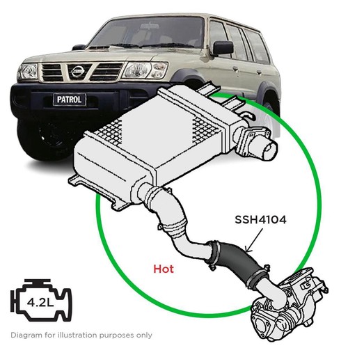 Saas Silicone intercooler pipe Patrol TD42 Hot Side - SSH4104