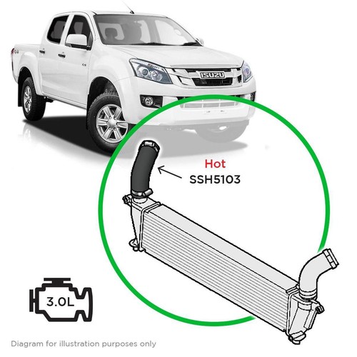 Saas Silicone intercooler pipe Dmax MUX Hot Side 12-16 - SSH5103