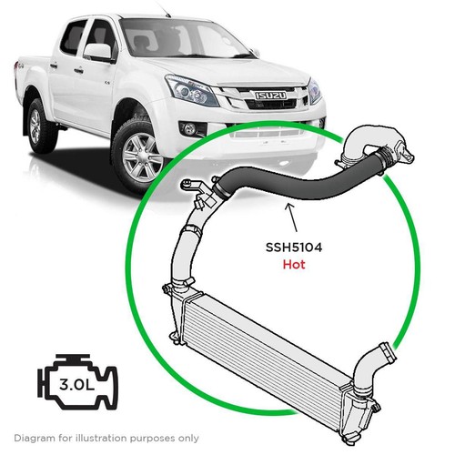 Saas Silicone intercooler pipe Dmax MUX Hot Side 12-16 - SSH5104