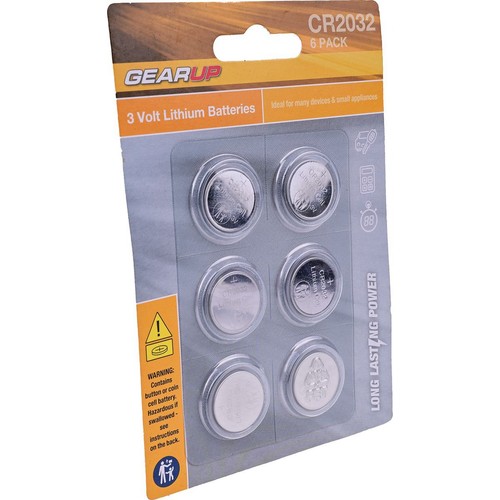 GearUp Lithium Button Battery CR2032 6pk - GU2032-6 Auto Part