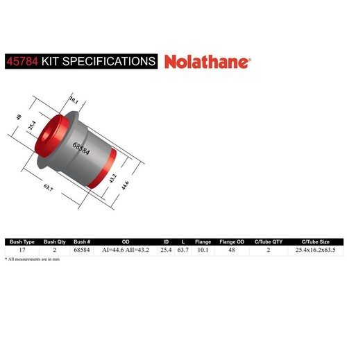 Nolathane Front Lower Control Arm Bushing Kit - 45784 Auto Part