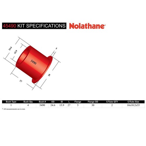 Nolathane Front Lower Control Arm Inner Bushing Kit - 45490 Auto Part