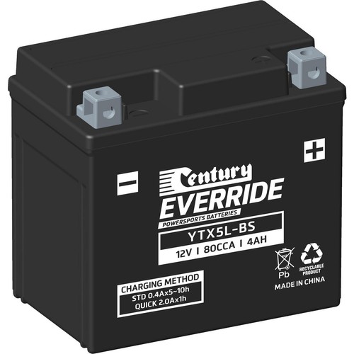 Century EverRide Powersport & Motorbike Battery 80CCA - YTX5L-BS Auto Part