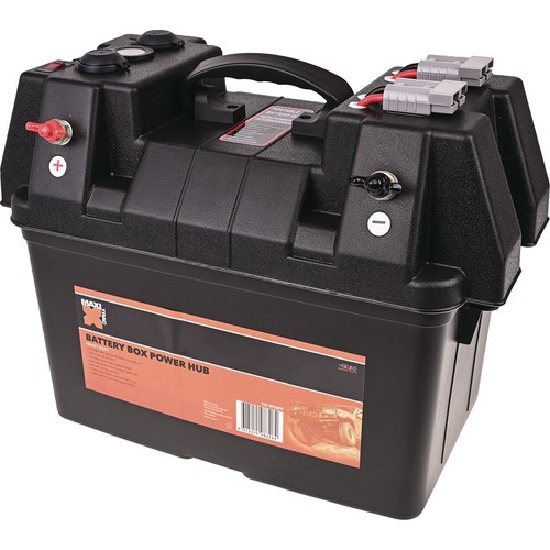 MaxiTrac Heavy Duty Battery Box 325 x 200 x 185mm - MTBBPH Car Wiring Adapter