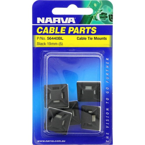 Narva Cable Tie Mounts 19mm x 19mm - 5Pc - 56440BL Car Wiring Adapter 4WD