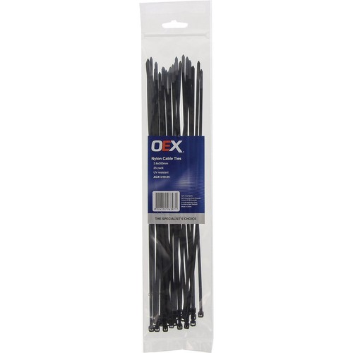 OEX Black Nylon Cable Ties - 3.6mm x 300mm - 25 Pc - ACX1319-25 Car Wiring