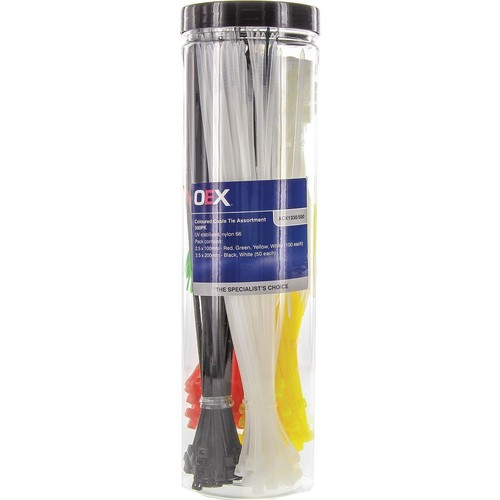 OEX Coloured Cable Tie Assortment - Pack of 500 - ACX1330/500 Car Wiring Adapter