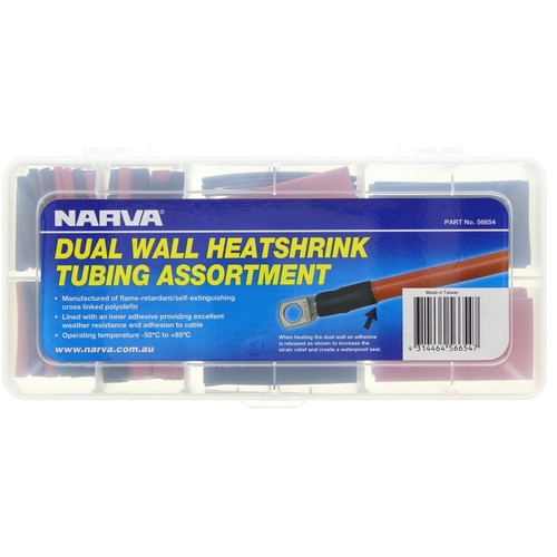 Narva Dual Wall Heat shrink Tubing Assortment 105Pc - 56654 Car Wiring Adapter