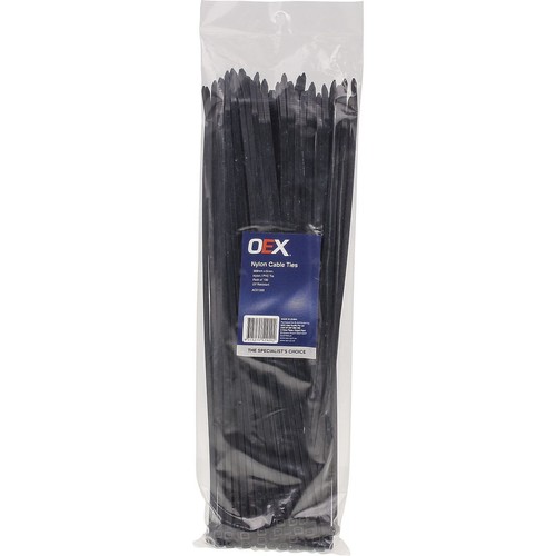 OEX Black Nylon Cable Ties - 4.8mm x 370mm - 100 Pc - ACX1320 Car Wiring Adapter