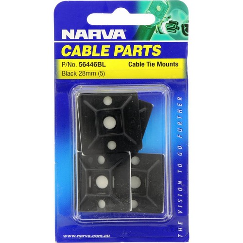 Narva Cable Tie Mounts 28mm x 28mm - 5 Pc - 56446BL Car Wiring Adapter 4WD