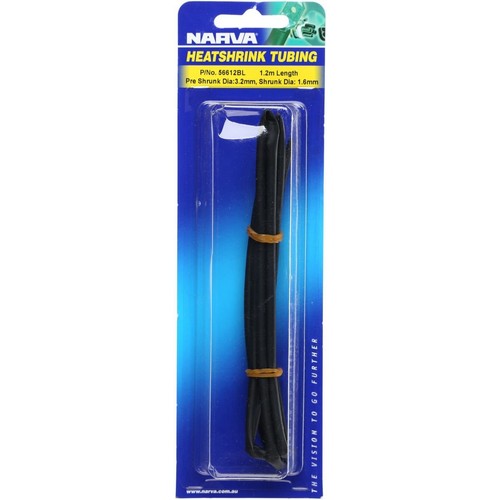 Narva Heat Shrink Standard Black ID: 3.2mm Length: 1.2m - 56612BL Car Wiring