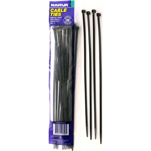 Narva Nylon Cable Ties 4.8mm x 300mm 25 Pc - 56306 Car Wiring Adapter Auto Part