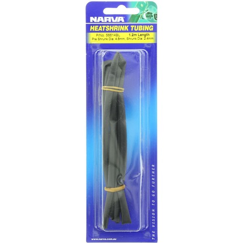 Narva Heat Shrink Standard Black ID: 4.8mm Length: 1.2m - 56614BL Car Wiring