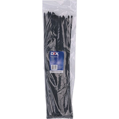 OEX Black Nylon Cable Ties - 8mm x 450mm - Pack of 100 - ACX1447 Car Wiring