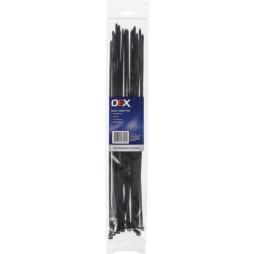 OEX Black Nylon Cable Ties - 4.8mm x 370mm - 25 Pc - ACX1320-25 Car Wiring