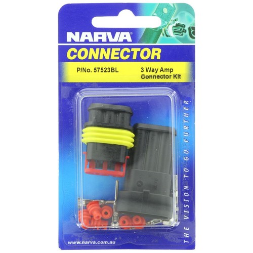 Narva Weather proof Connector 3 Pole 1 Kit - 57523BL Car Wiring Adapter