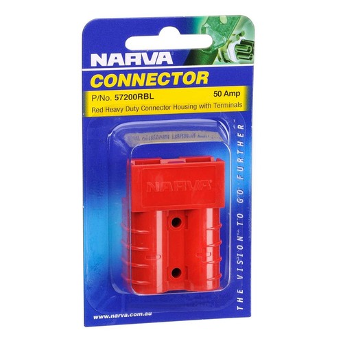 Narva Connector with Terminals - 50A Red - 57200RBL Car Wiring Adapter Auto Part