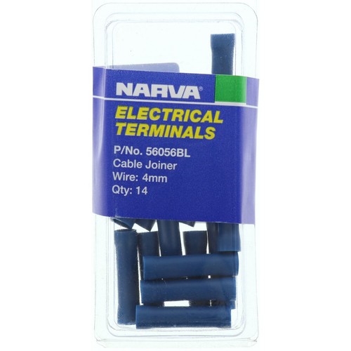 Narva Crimp Terminal Joiner Blue Insulated 4mm - 14 Pce - 56056BL Car Wiring