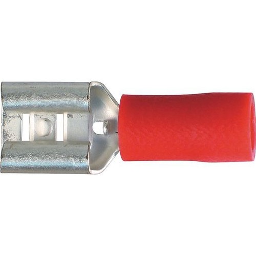 OEX Crimp Terminal Female Blade Red Terminal Entry 6.3 x 0.8mm Vinyl 100 Pce - A