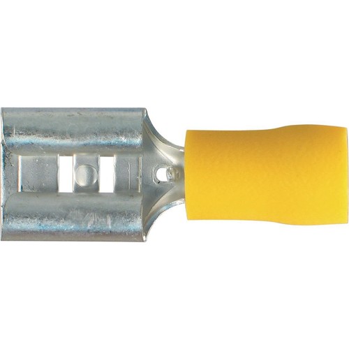 OEX Crimp Terminal Female Blade Yellow Terminal Entry 9.5 x 1.2mm Vinyl 10 Pce -