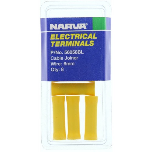 Narva Crimp Terminal Joiner Yellow Insulated 5mm - 8 Pce - 56058BL Car Wiring