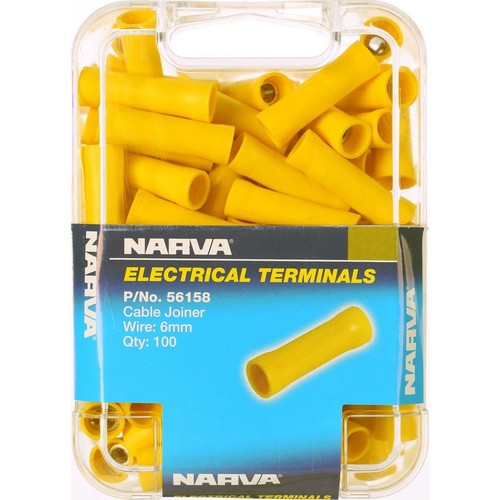 Narva Crimp Terminal Cable Joiner Yellow 5 - 6mm Vinyl 100 Pce - 56158 Adapter