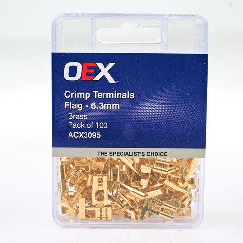 OEX Crimp Terminal Flag Brass 6.3mm 100 Pce - ACX3095 Car Wiring Adapter