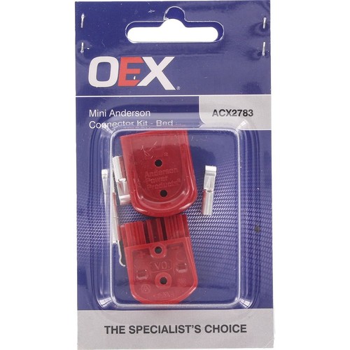 OEX Mini Anderson Plug SBS Connector Kit, 35A, Red - Includes 2 Housings and 4 C