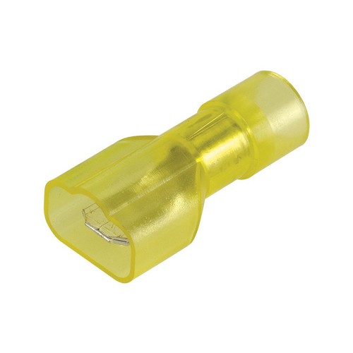 Narva Crimp Terminal Male Blade Yellow Terminal Entry 6.3mm Poly Carbonate 8Pk -