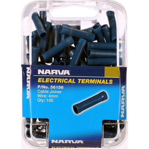 Narva Crimp Terminal Cable Joiner Blue 4mm Vinyl 100 Pce - 56156 Car Wiring