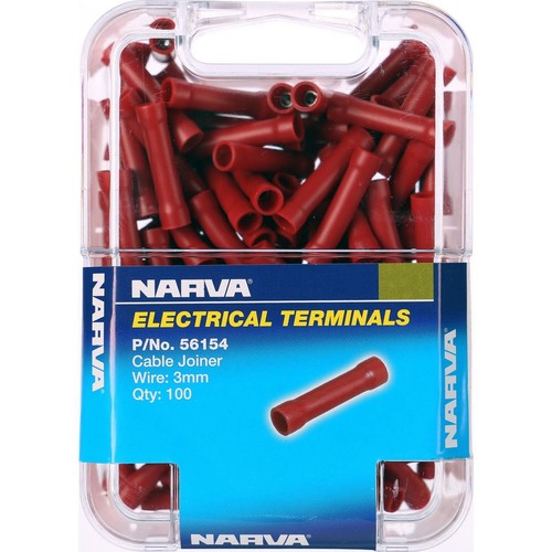 Narva Crimp Terminal Cable Joiner Red 2.5 - 3mm Vinyl 100 Pce - 56154 Car Wiring