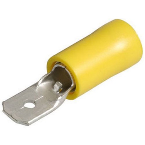 Narva Crimp Terminal Male Blade Yellow Terminal Entry 6.3 x 0.8mm Vinyl 100Pk -