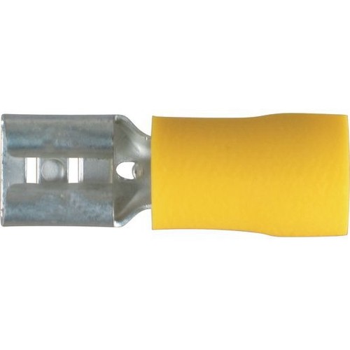 OEX Crimp Terminal Female Blade Yellow Terminal Entry 6.3 x 0.8mm Vinyl 12 Pce -