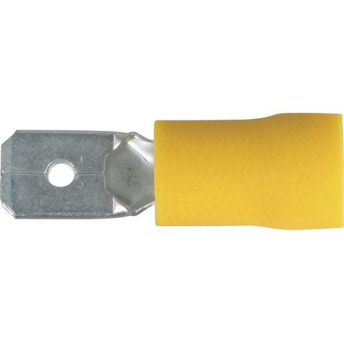OEX Crimp Terminal Male Blade Yellow Terminal Entry 6.3 x 0.8mm Vinyl 50 Pce - A