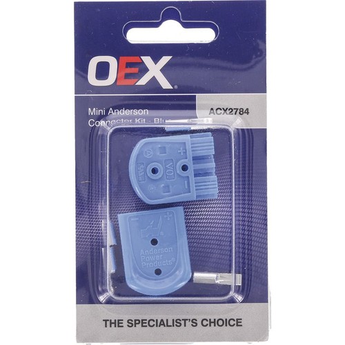 OEX Mini Anderson Plug SBS Connector Kit, 35A, Blue - Includes 2 Housings and 4
