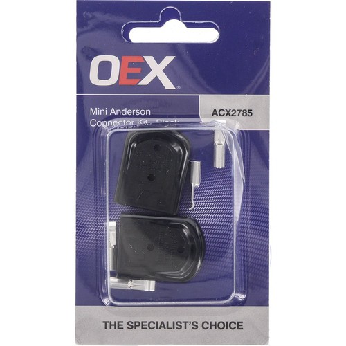 OEX Mini Anderson Plug SBS Connector Kit, 35A, Black - Includes 2 Housings and 4
